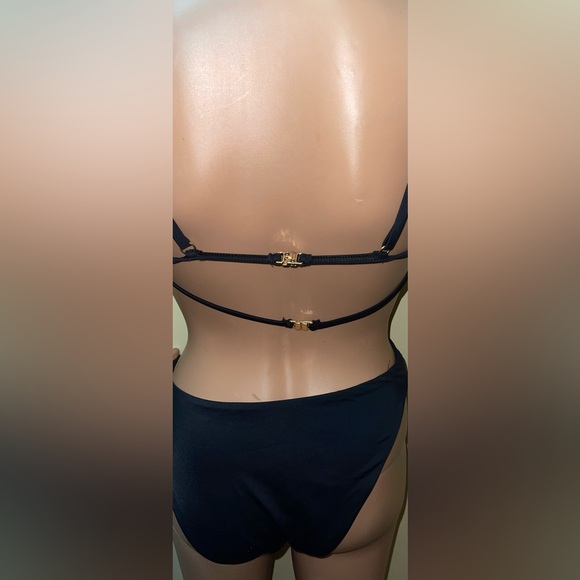 ASOS DESIGN BLACK ONE PIECE SWIMSUIT WOMEN SUPER CUT-AWAY STRAPPY SIZE 10 ** - Picture 5 of 13